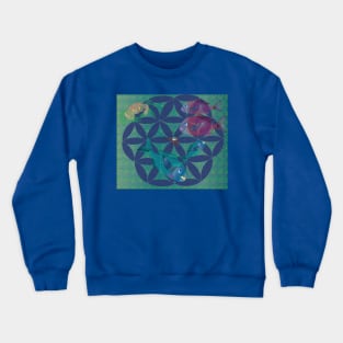 Ocean life in the circle of the flower of life Crewneck Sweatshirt